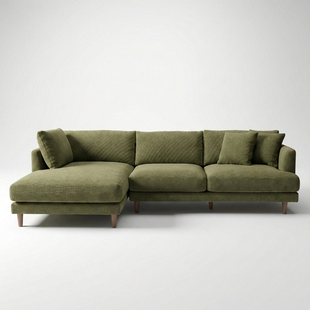 Meadow Chaise Lounge - Olive Green Corduroy — Front View | Corduroy | Vibe Sofas Australia