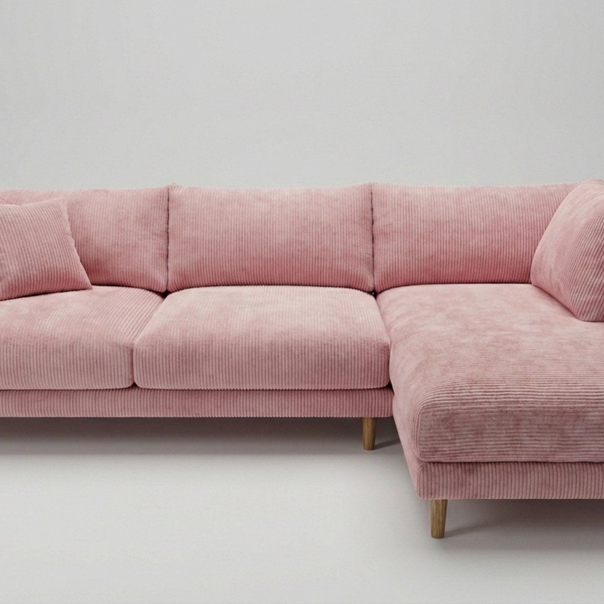 Meadow Chaise Lounge - Baby Pink Corduroy — Detail View 2 | Corduroy | Vibe Sofas Australia