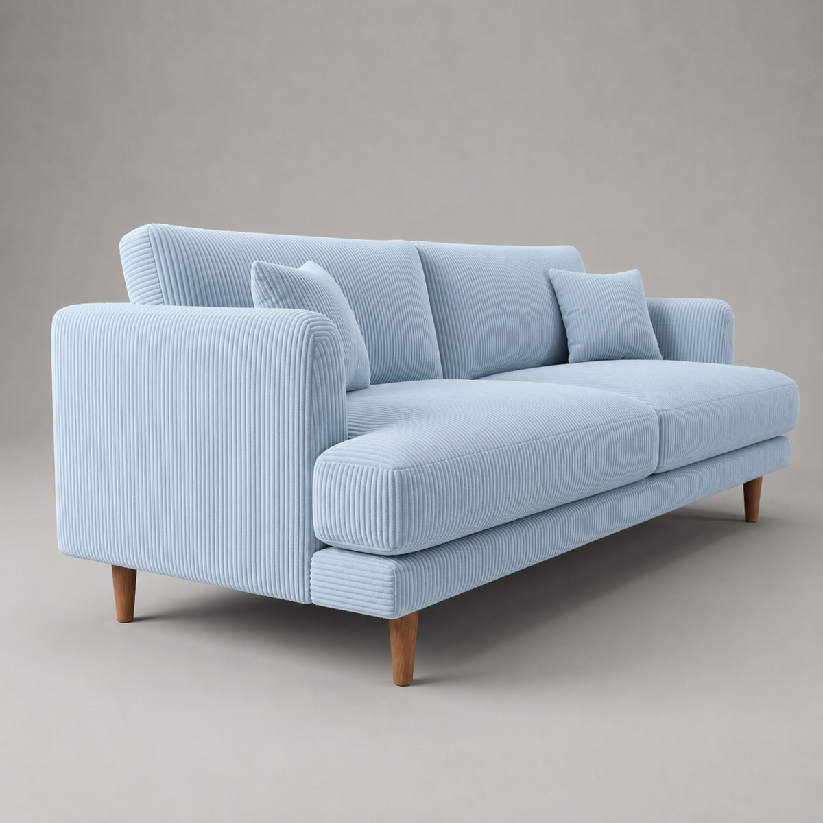 Meadow Sofa - Baby Blue Corduroy - Dimensions View | Vibe Sofas