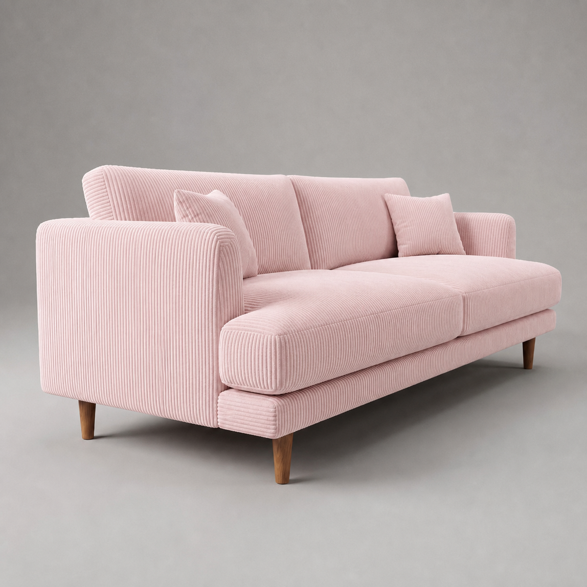 Meadow Sofa - Baby Pink Corduroy - Front View | Vibe Sofas