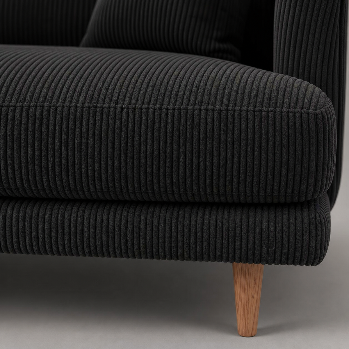 Meadow Sofa - Bagira Black Corduroy - Alternative Angle | Vibe Sofas