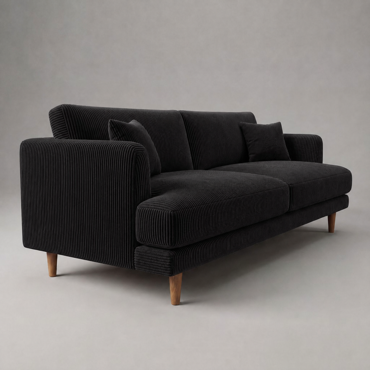 Meadow Sofa - Bagira Black Corduroy - Dimensions View | Vibe Sofas
