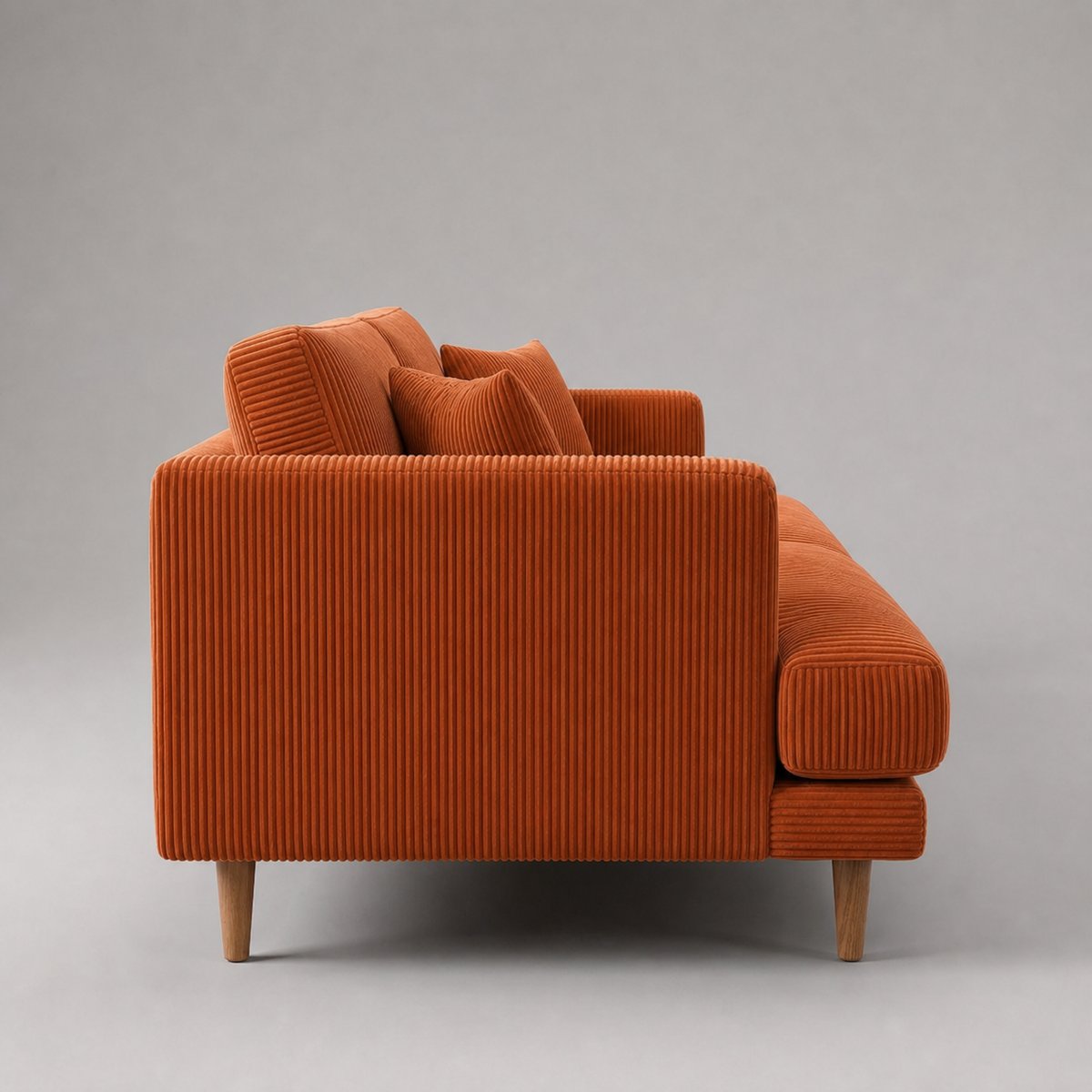 Meadow Sofa - Burnt Orange Corduroy - View 9 | Vibe Sofas Australia