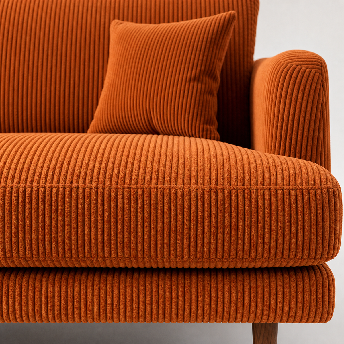 Meadow Sofa - Burnt Orange Corduroy - Alternative Angle | Vibe Sofas