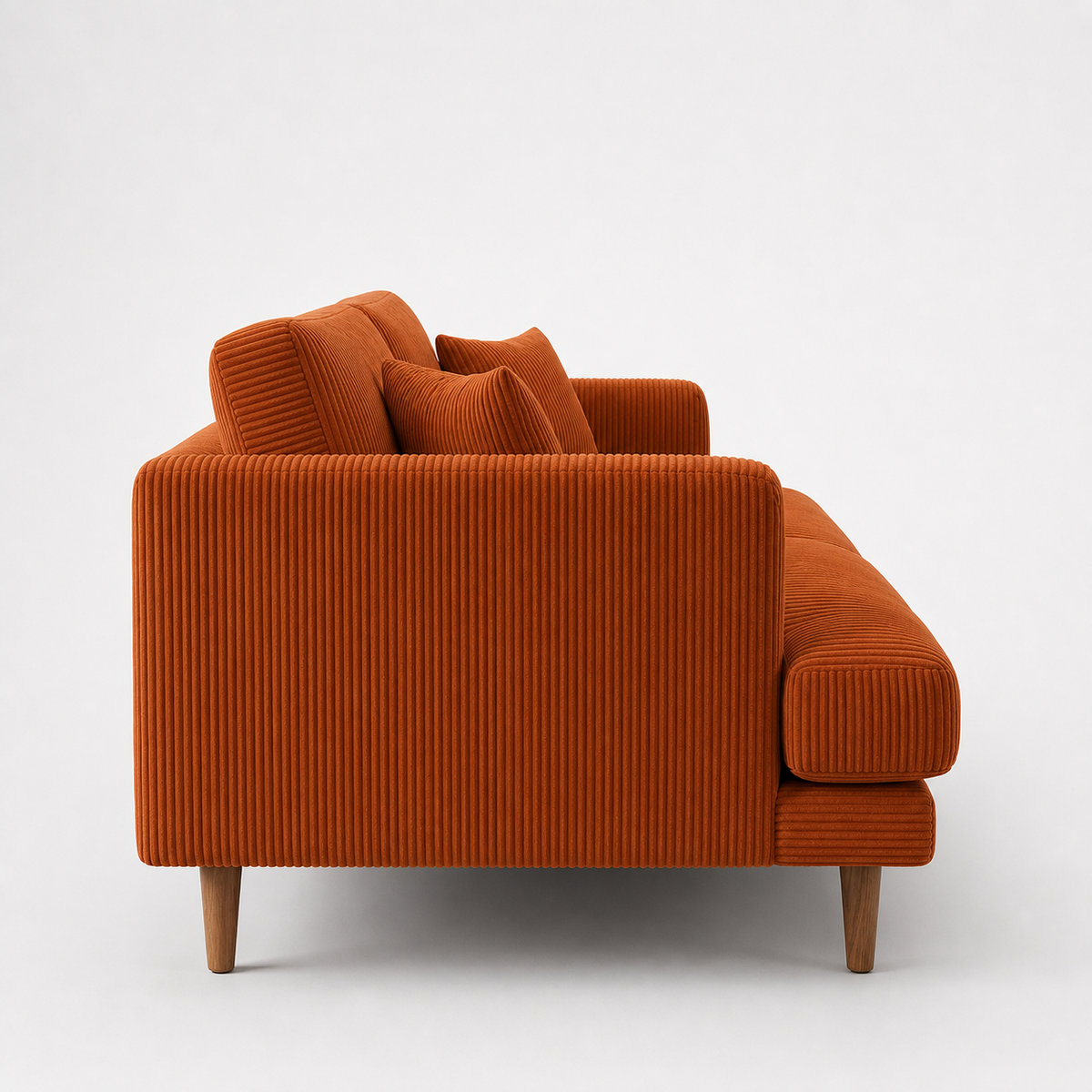 Meadow Sofa - Burnt Orange Corduroy - Lifestyle Setting | Vibe Sofas Australia