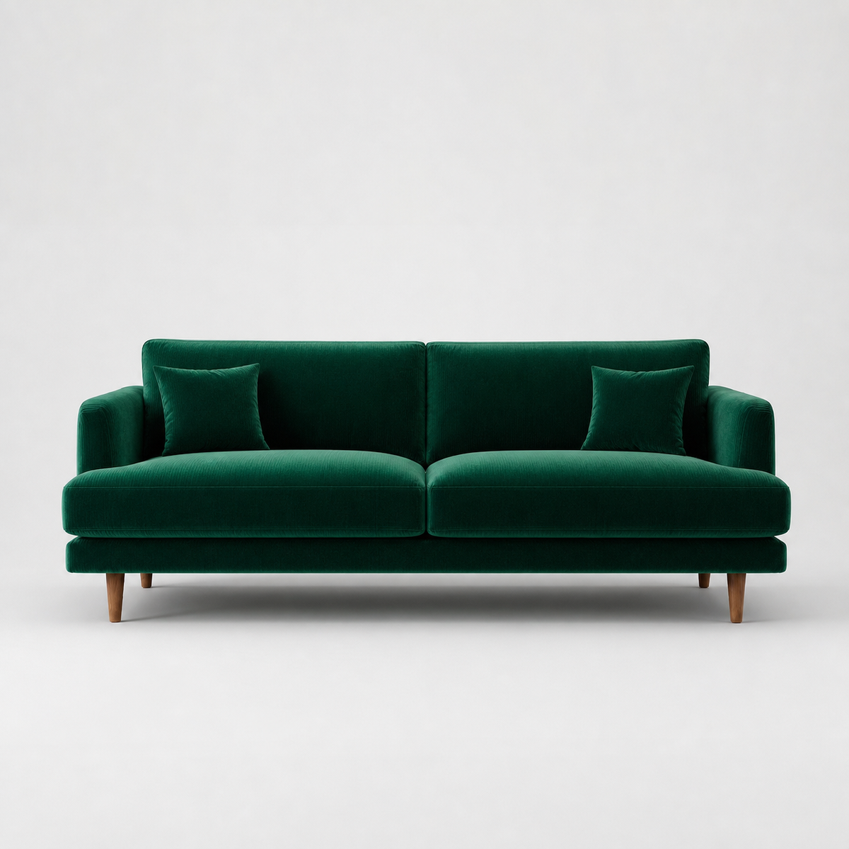 Meadow Sofa - Emerald Green Velvet - Front View | Vibe Sofas