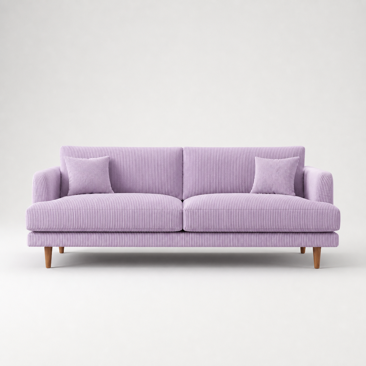 Meadow Sofa - Lilac Corduroy - Front View | Vibe Sofas