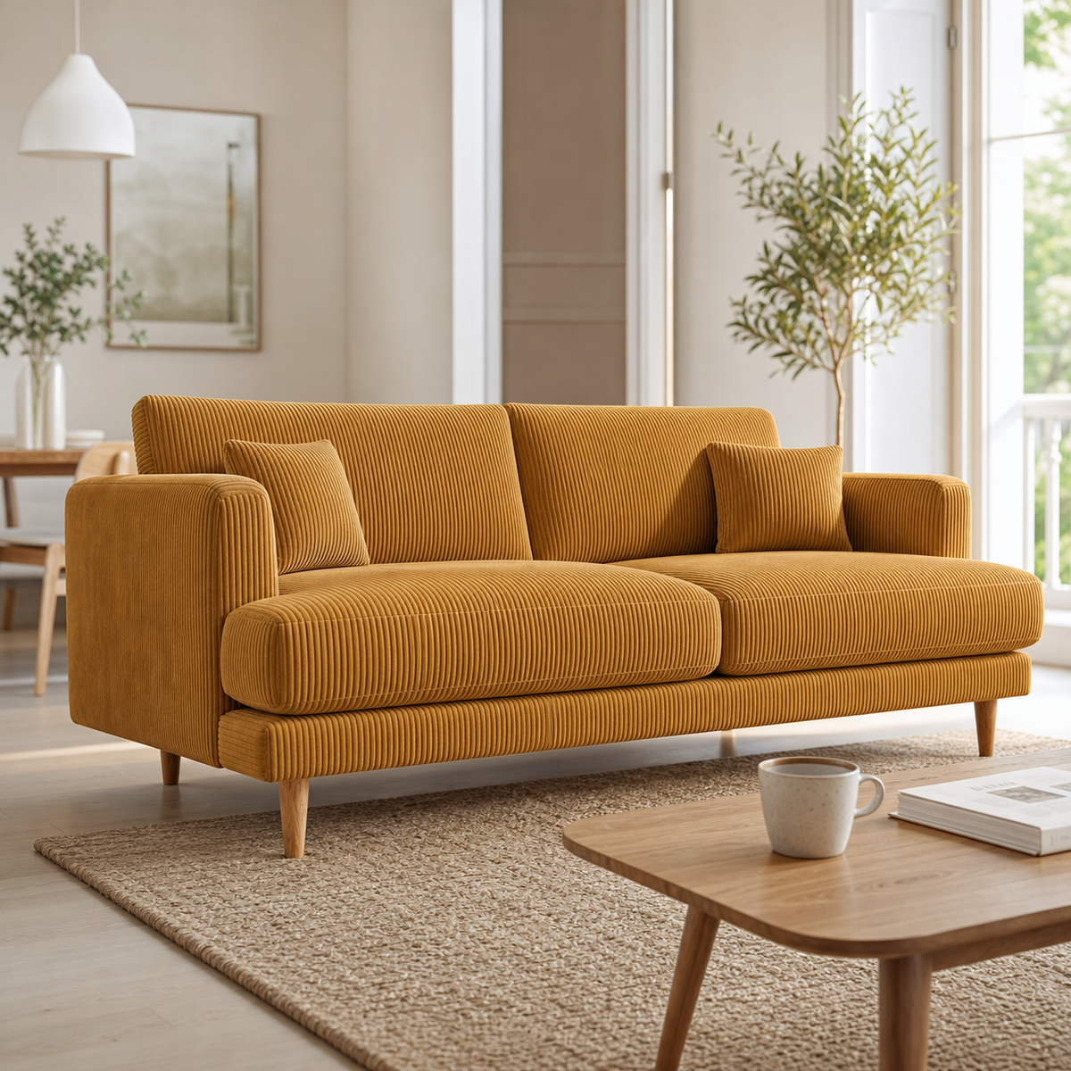 Meadow Sofa - Mustard Corduroy - Fabric Detail | Vibe Sofas