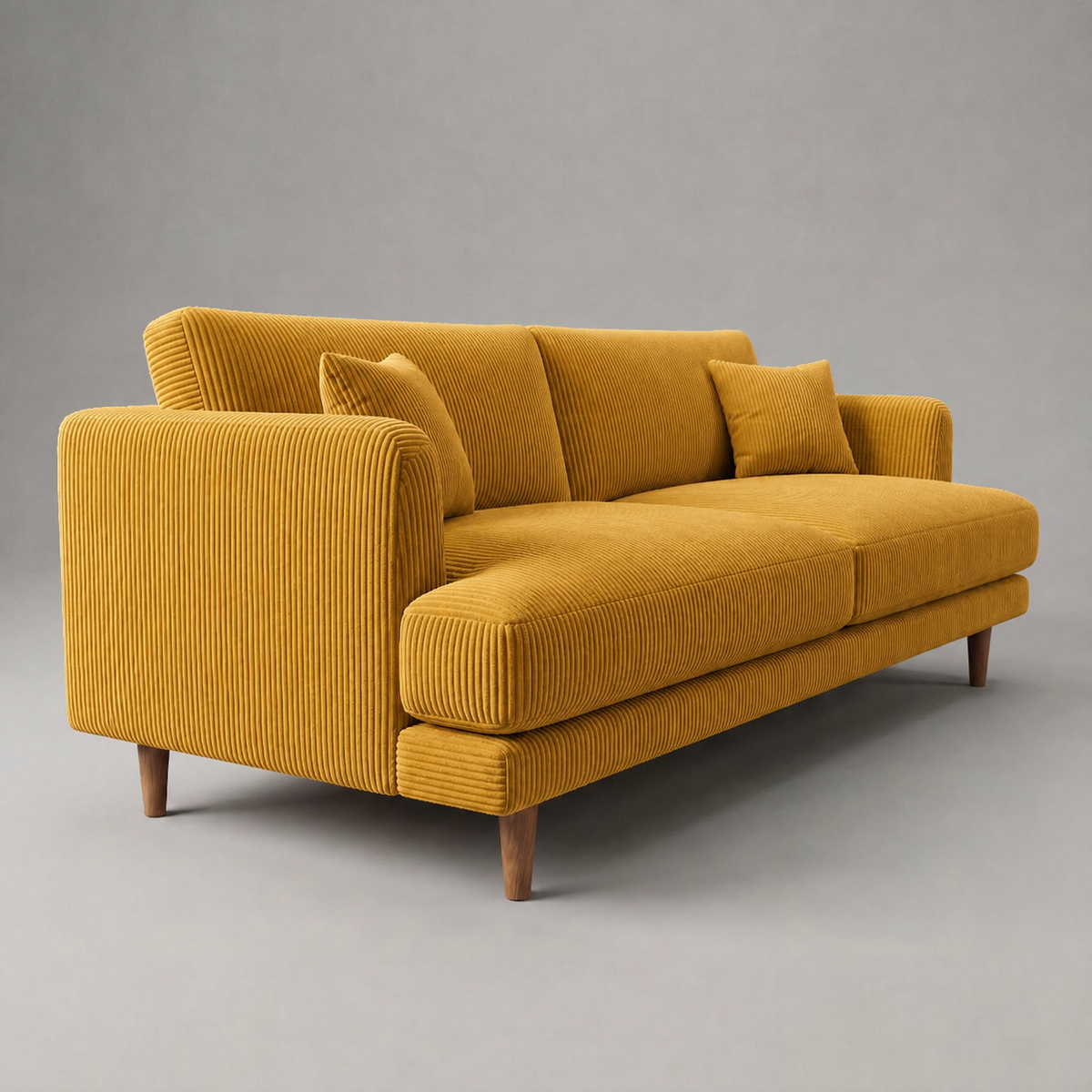 Meadow Sofa - Mustard Corduroy - Dimensions View | Vibe Sofas