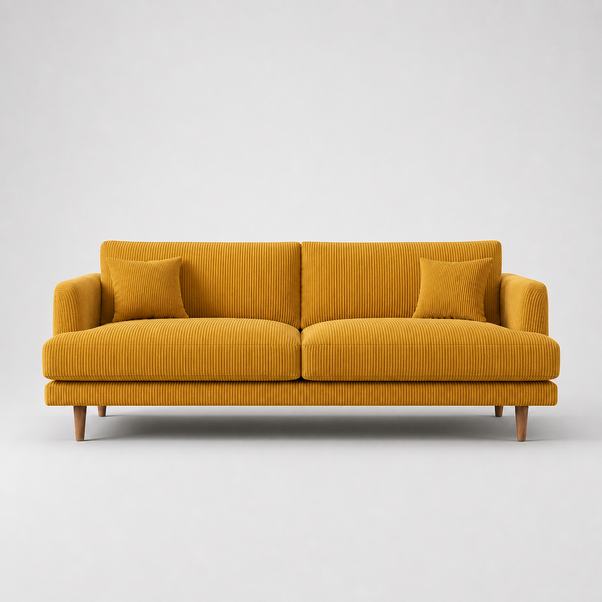 Meadow Sofa - Mustard Corduroy - Front View | Vibe Sofas