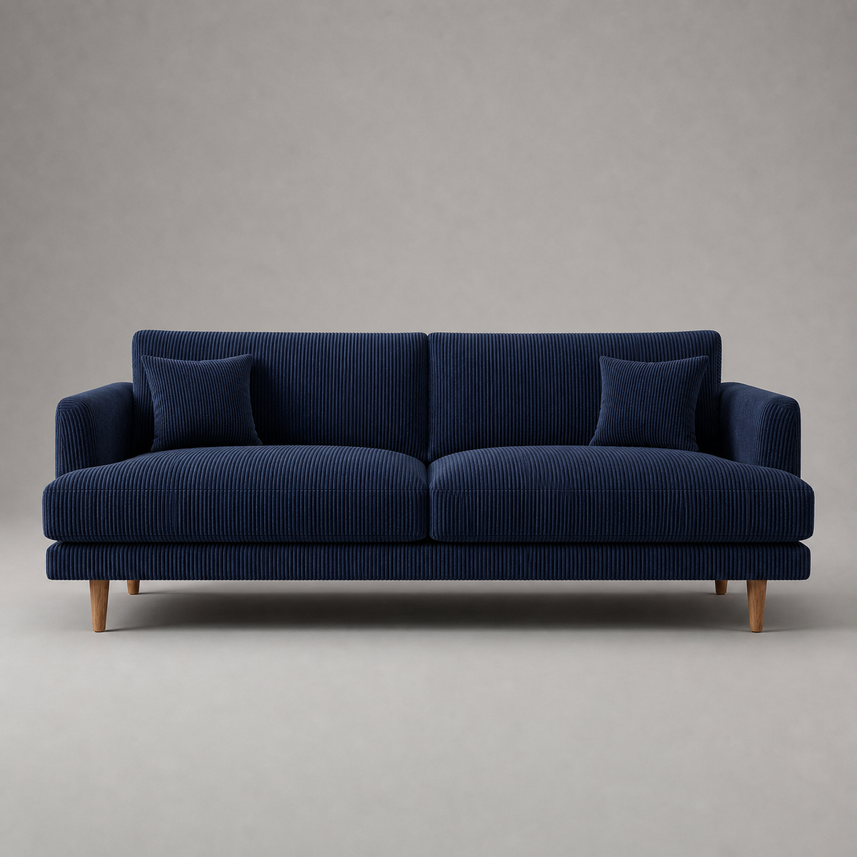 Meadow Sofa - Navy Blue Corduroy - Front View | Vibe Sofas