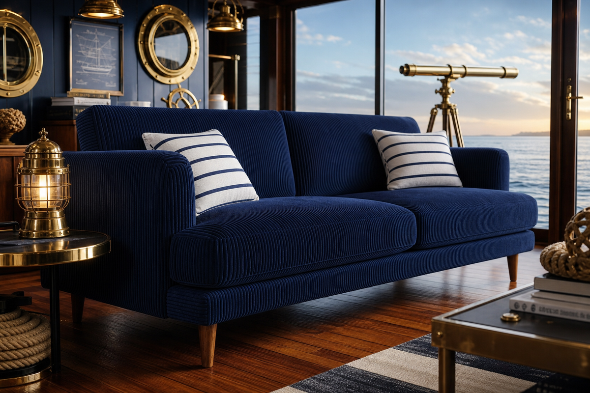 Meadow Sofa - Navy Blue Corduroy — Lifestyle