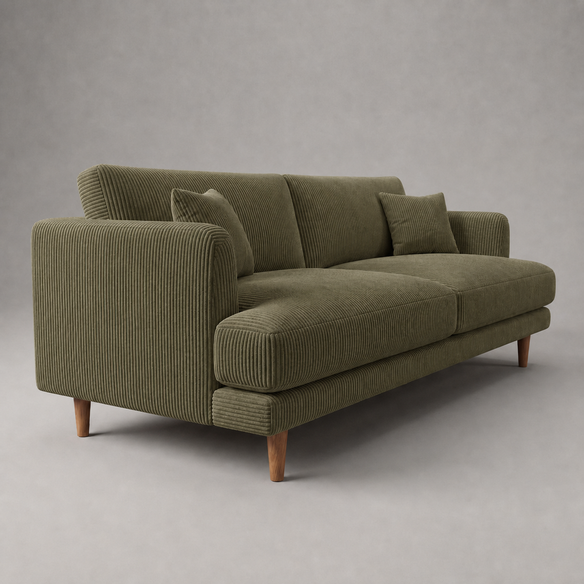Meadow Sofa - Olive Green Corduroy - Dimensions View | Vibe Sofas