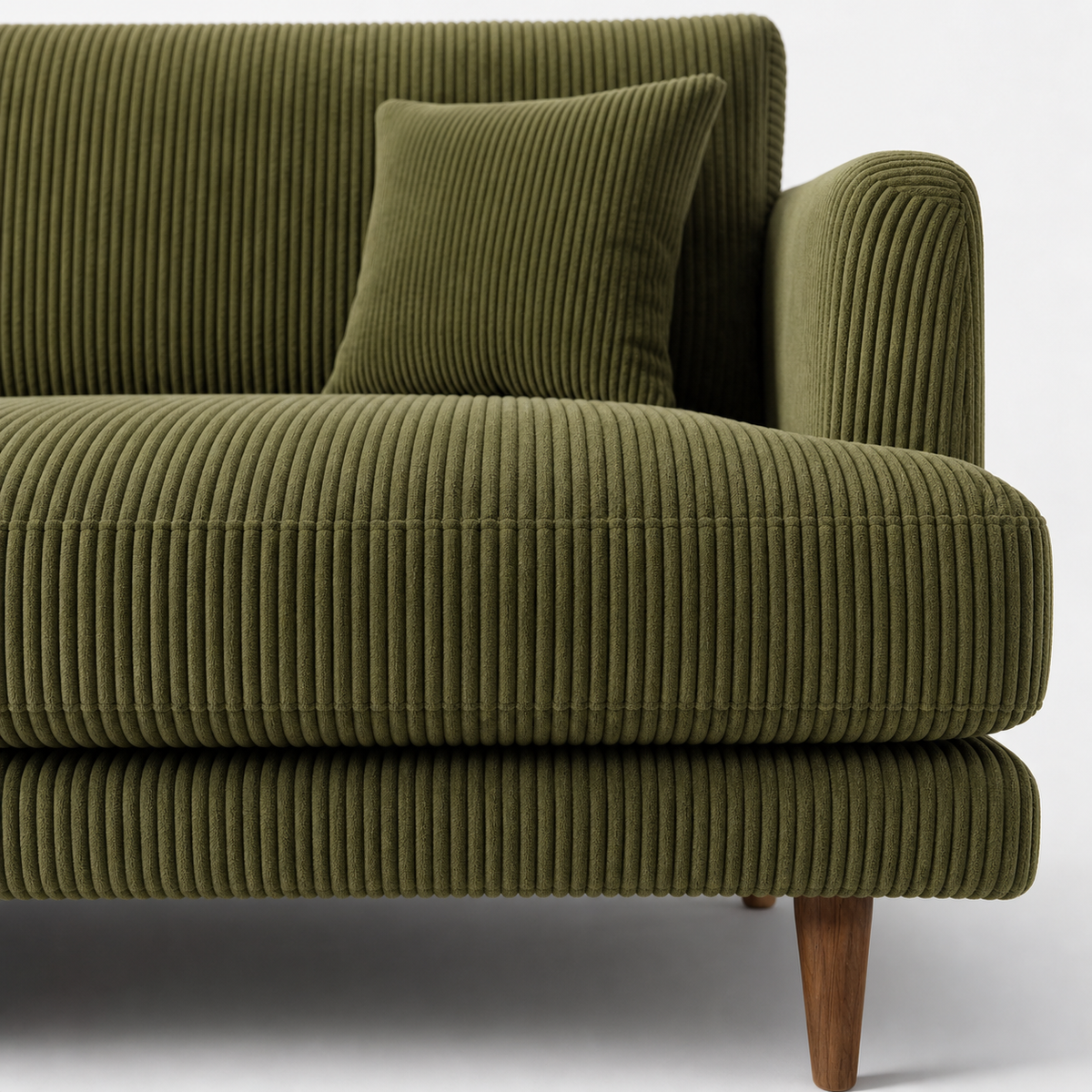 Meadow Sofa - Olive Green Corduroy - Alternative Angle | Vibe Sofas