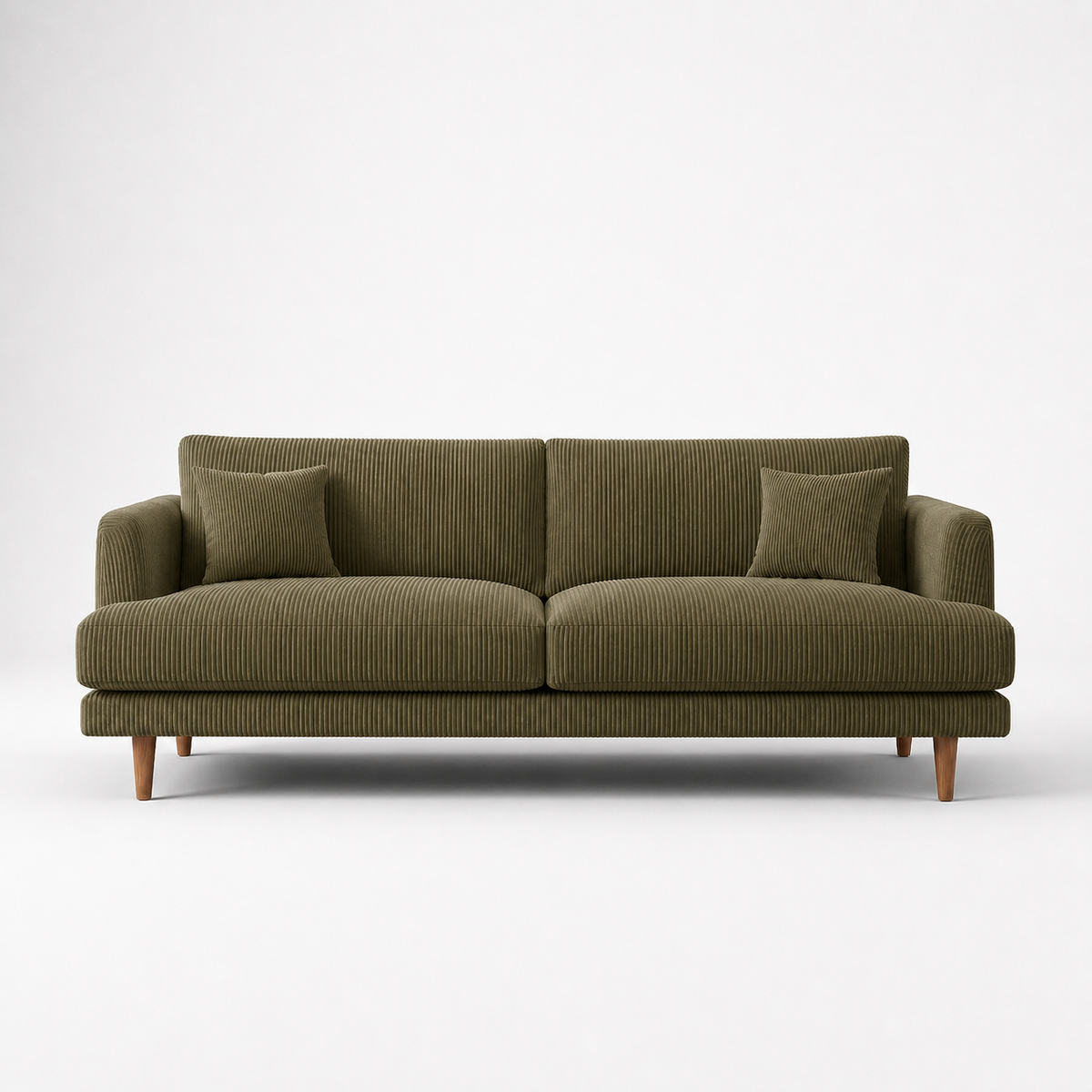 Meadow Sofa - Olive Green Corduroy - Front View | Vibe Sofas
