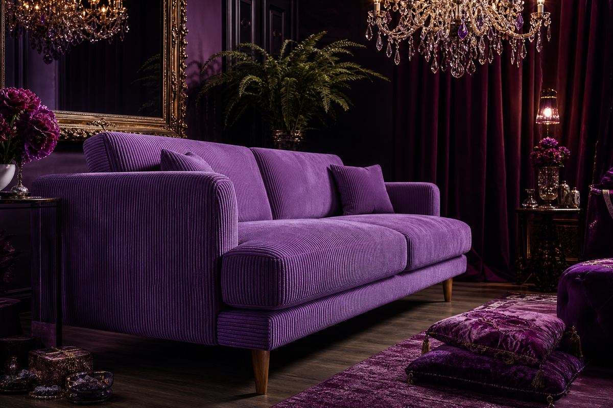 Meadow Sofa - Purple Haze Corduroy - Fabric Detail | Vibe Sofas
