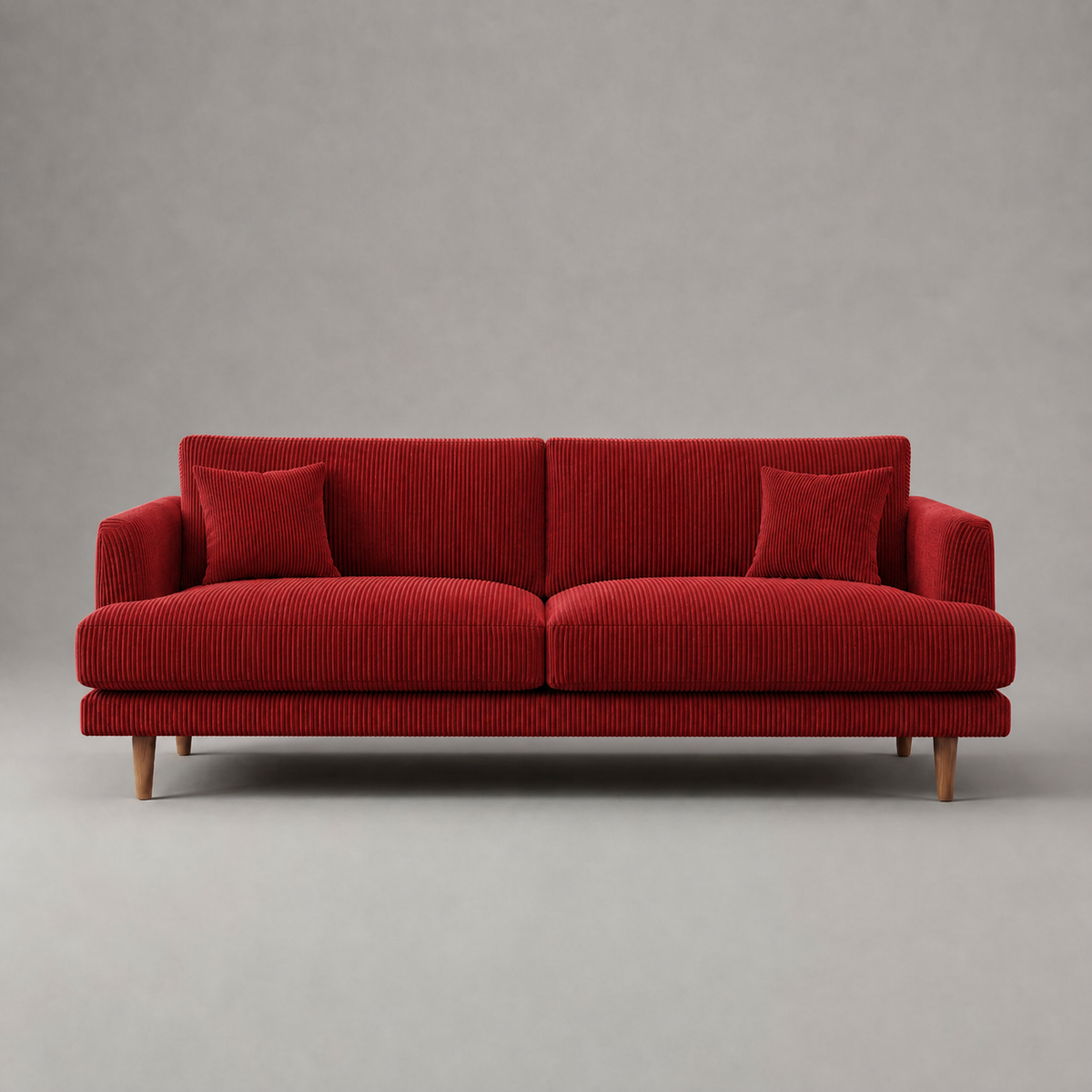 Meadow Sofa - Samurai Red Corduroy - Front View | Vibe Sofas