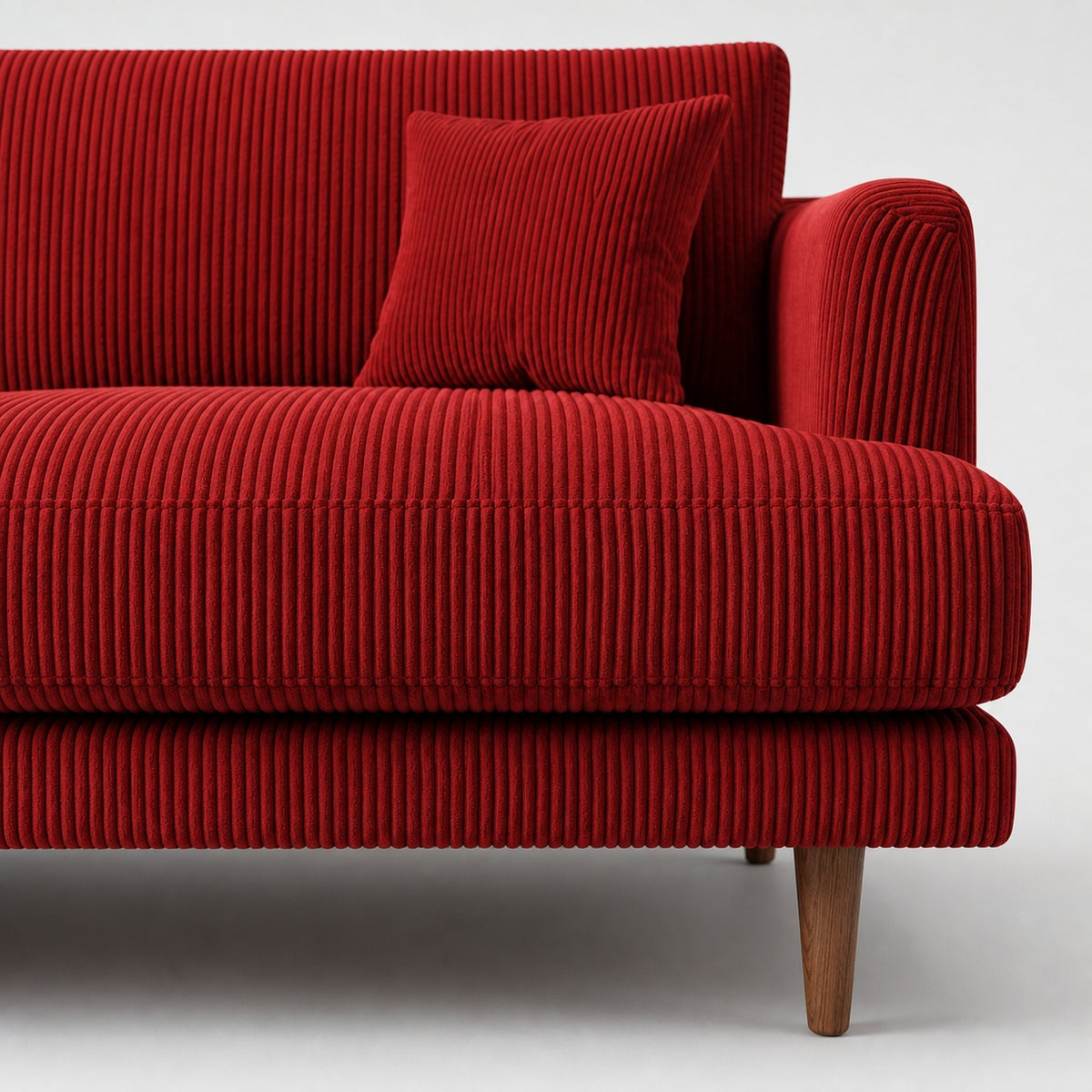 Meadow Sofa - Samurai Red Corduroy - Dimensions View | Vibe Sofas