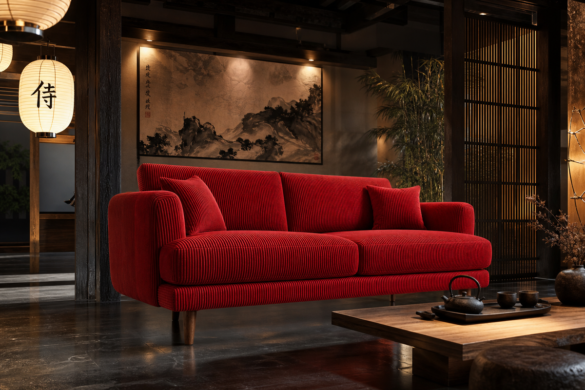 Meadow Sofa - Samurai Red Corduroy — Lifestyle