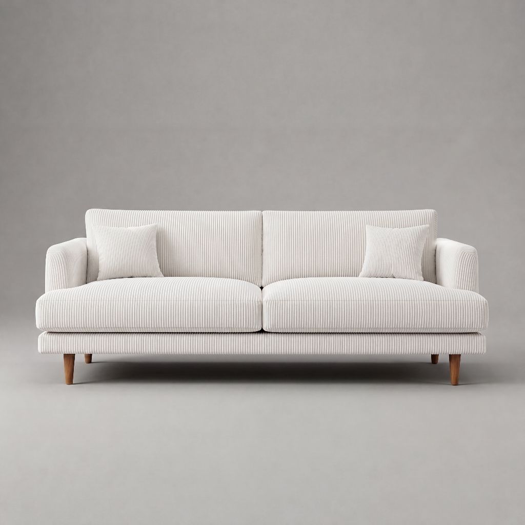 Meadow Sofa - White Corduroy - Front View | Vibe Sofas