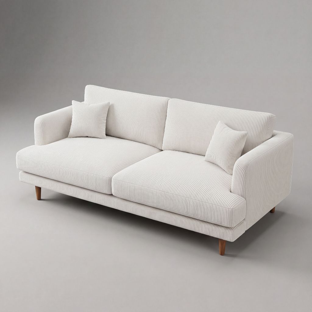 Meadow Sofa - White Corduroy - Detail Close-Up | Vibe Sofas