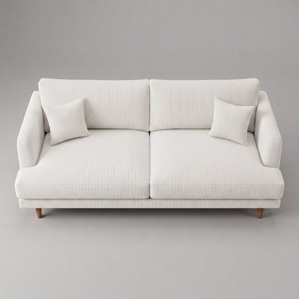 Meadow Sofa - White Corduroy - Alternative Angle | Vibe Sofas