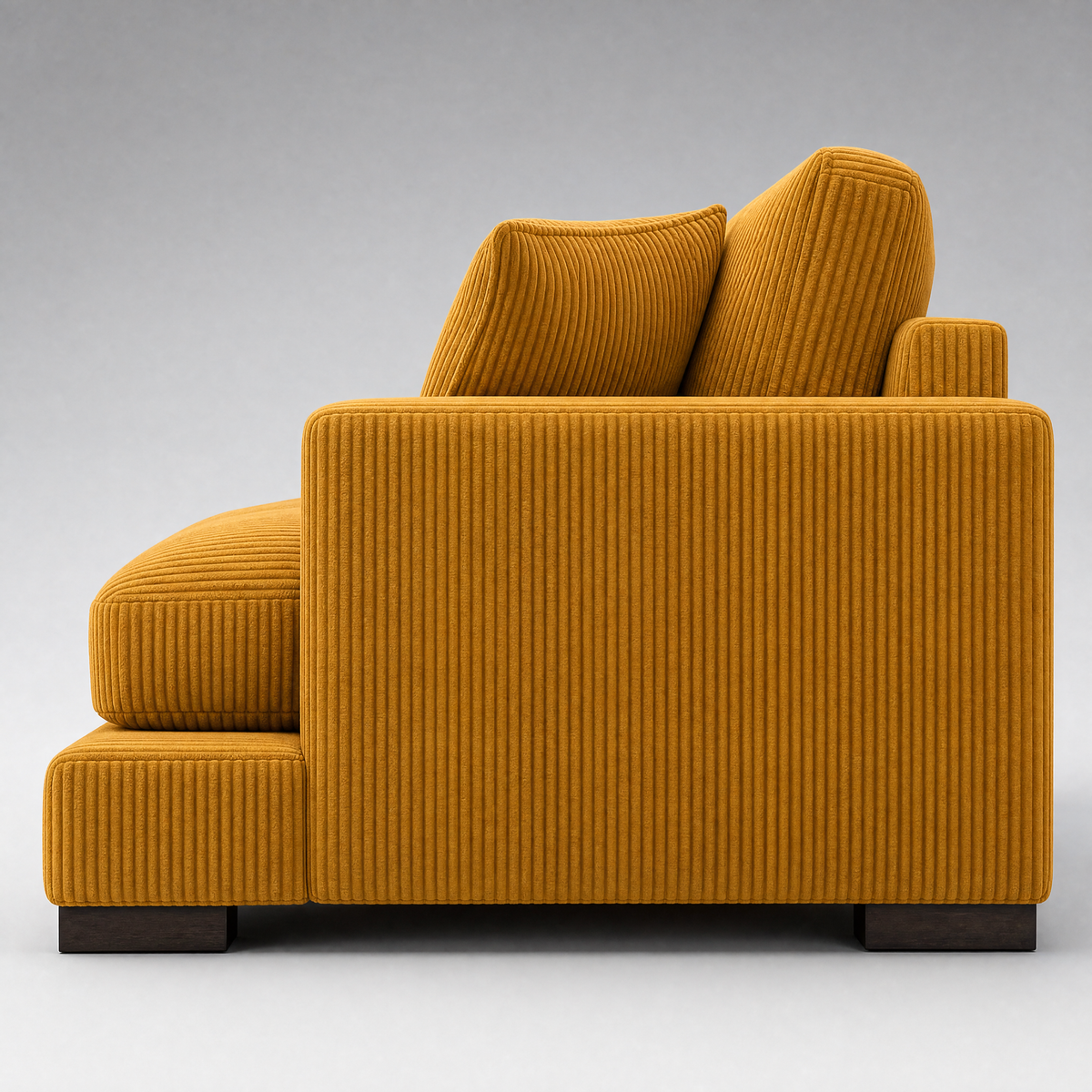 Cloud 2 Seater Mustard Corduroy - Side Profile View