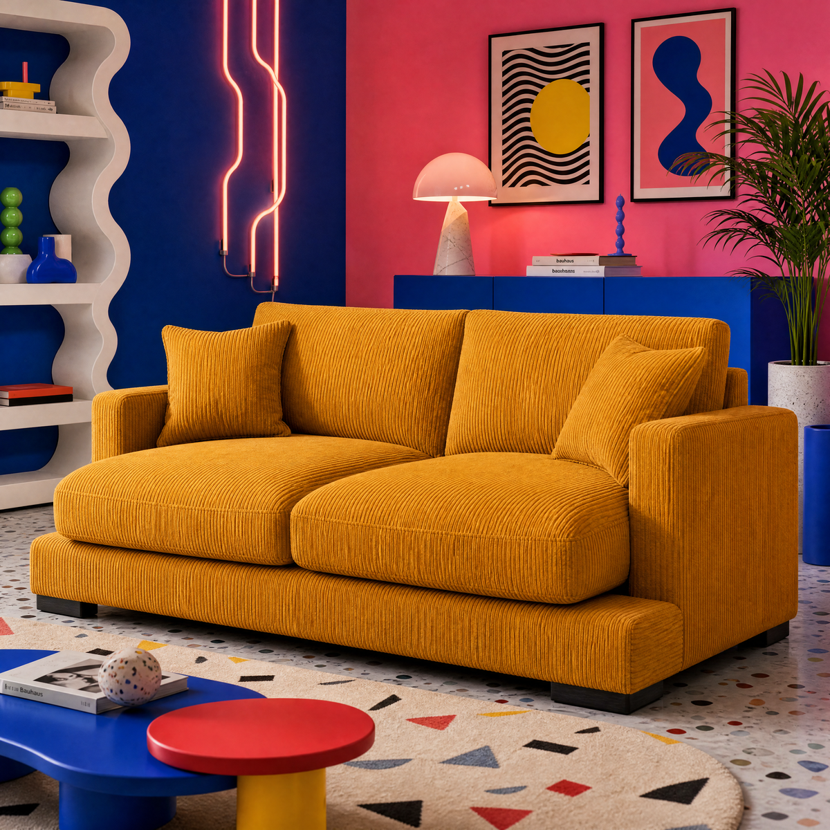 Cloud 2 Seater Mustard Corduroy - Lifestyle