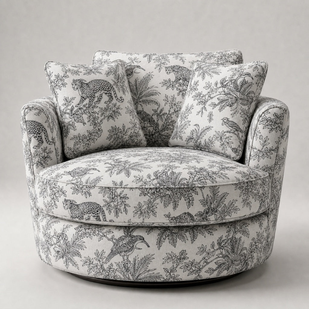 Cuddle Swivel Chair - Safari Toile