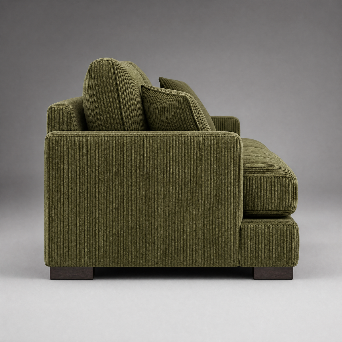 Cloud 2 Seater Olive Green Corduroy - Side Profile View