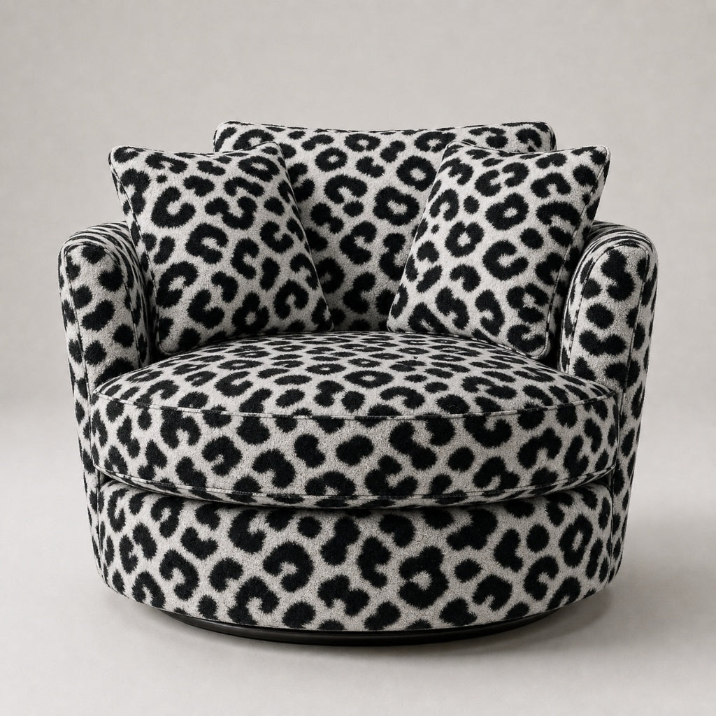 Cuddle Swivel Chair - Snow Leopard
