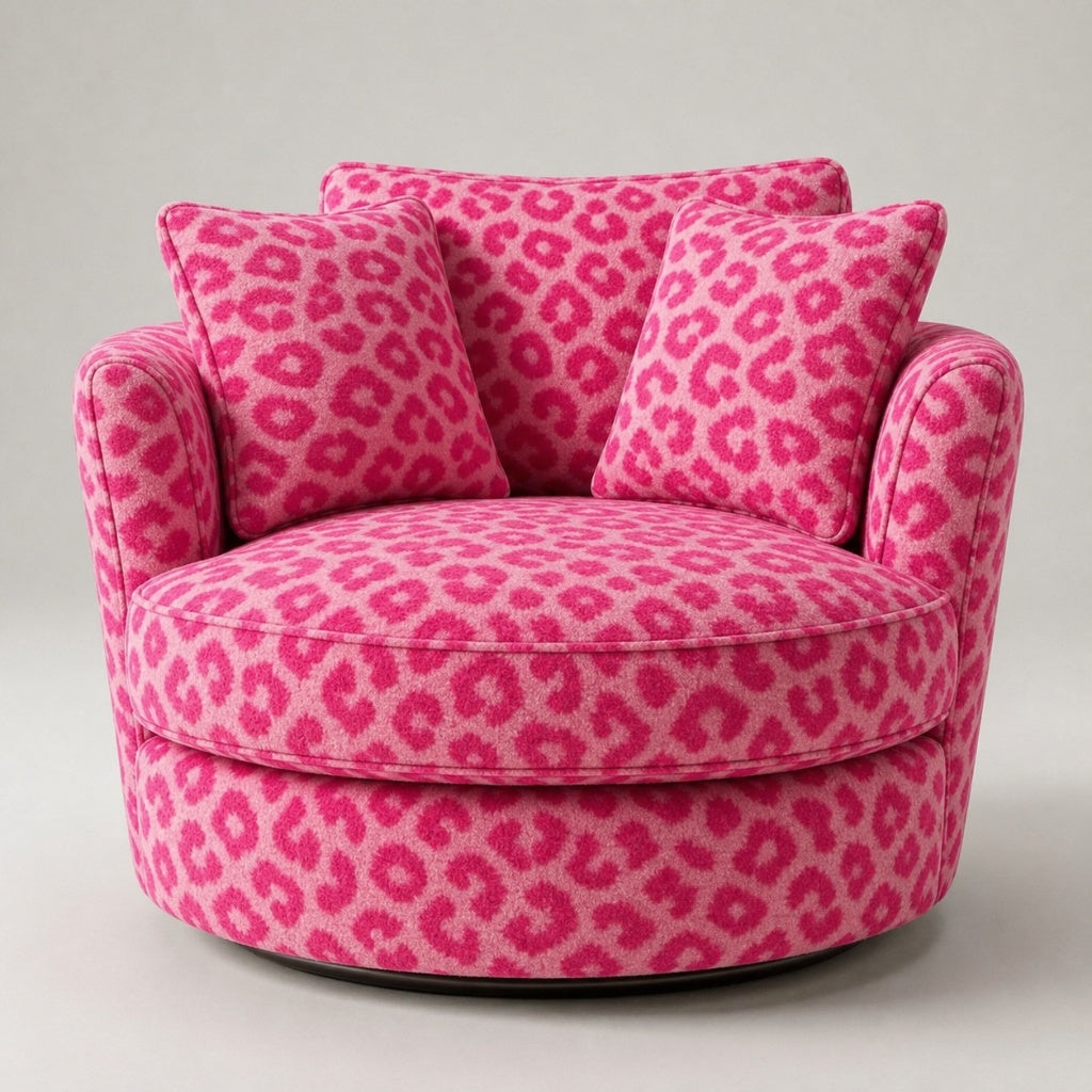 Cuddle Swivel Chair - Hot Pink Leopard
