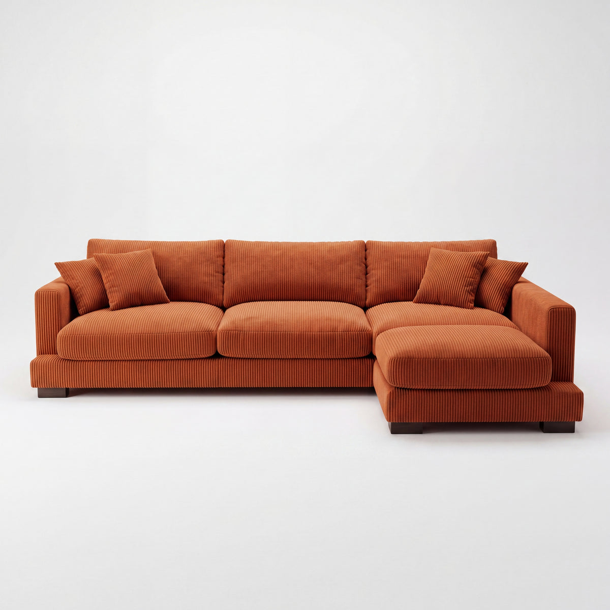Cloud Chaise Lounge Burnt Orange Corduroy - Front View
