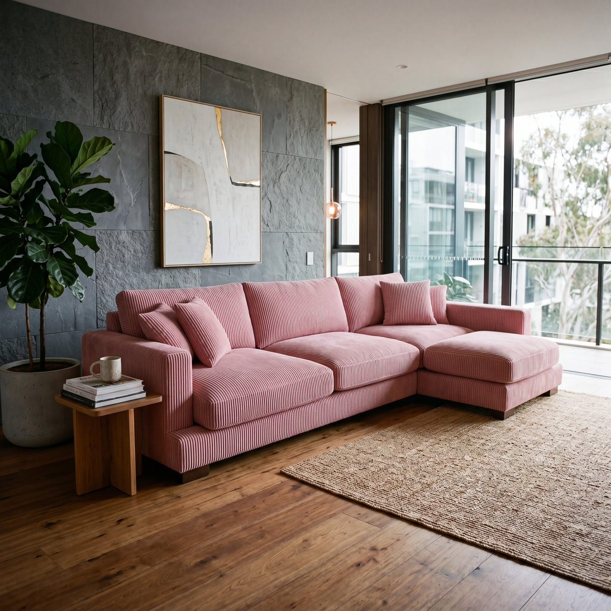 Cloud Chaise Lounge Rose Pink Corduroy - Alternate Angle