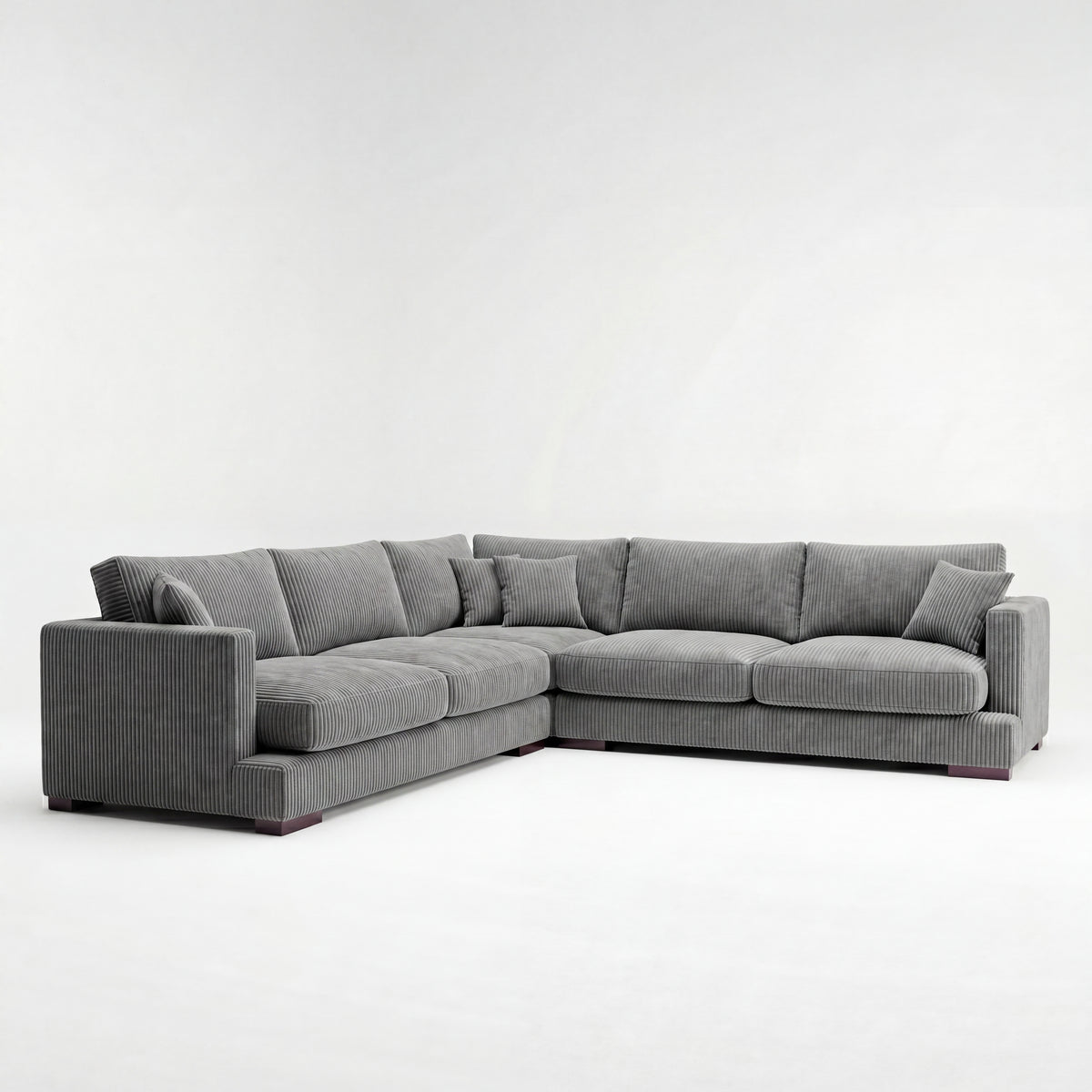 Cloud Corner Lounge Grey Corduroy - Front View