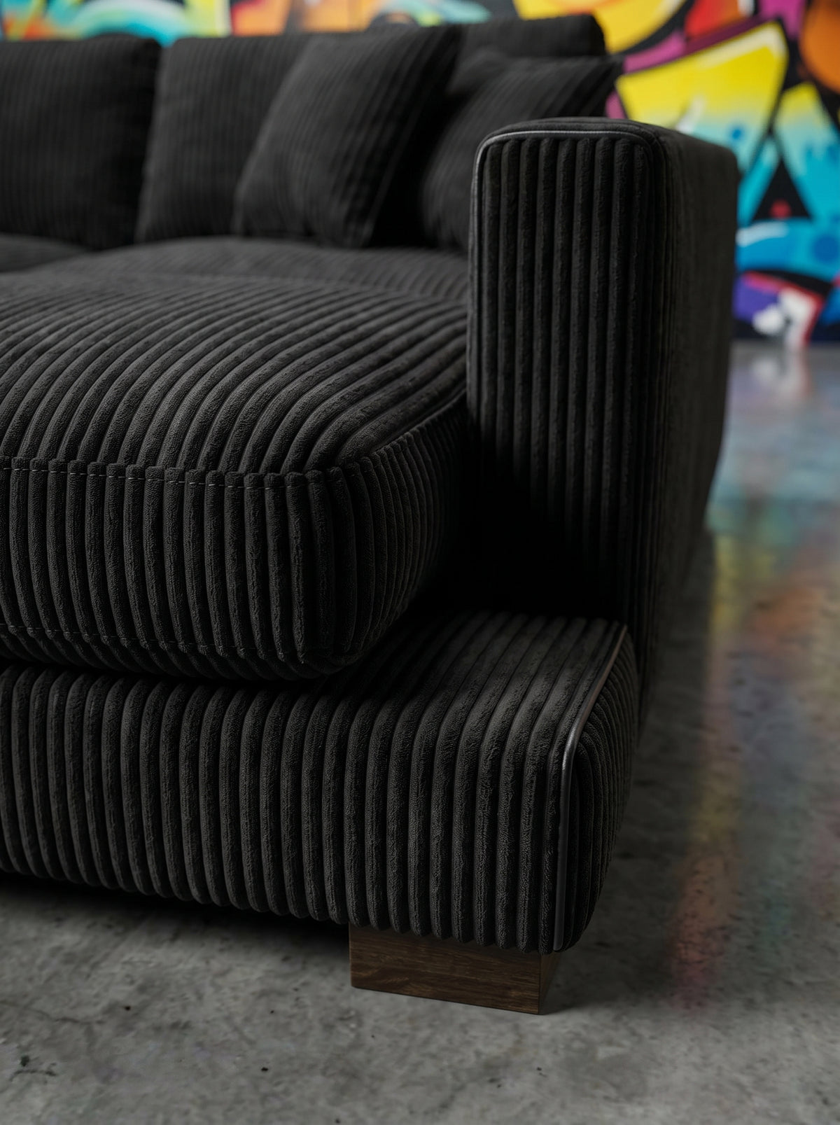 Bagira Black Corduroy Cloud Chaise Lounge