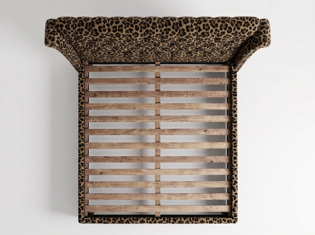 Escala Bedframe - Leopard Print - Detail Close-Up | Vibe Sofas