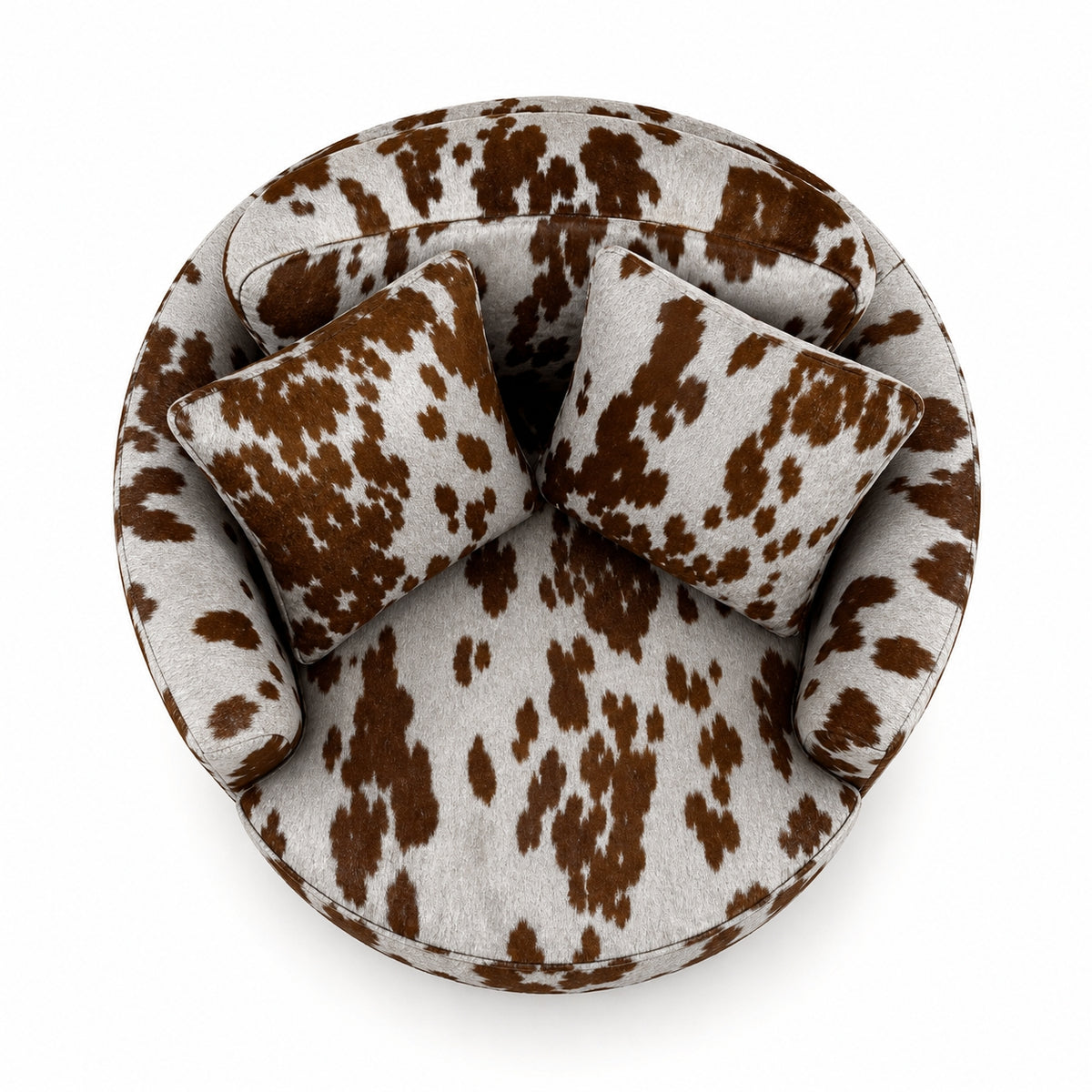 Cuddle Swivel Chair - Chocolate Cowhide Leather - Detail Close-Up | Vibe Sofas