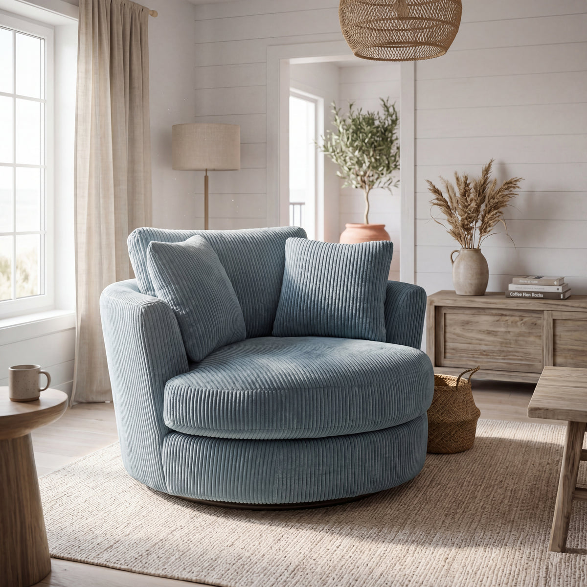 Cuddle Swivel Chair - Baby Blue — Lifestyle