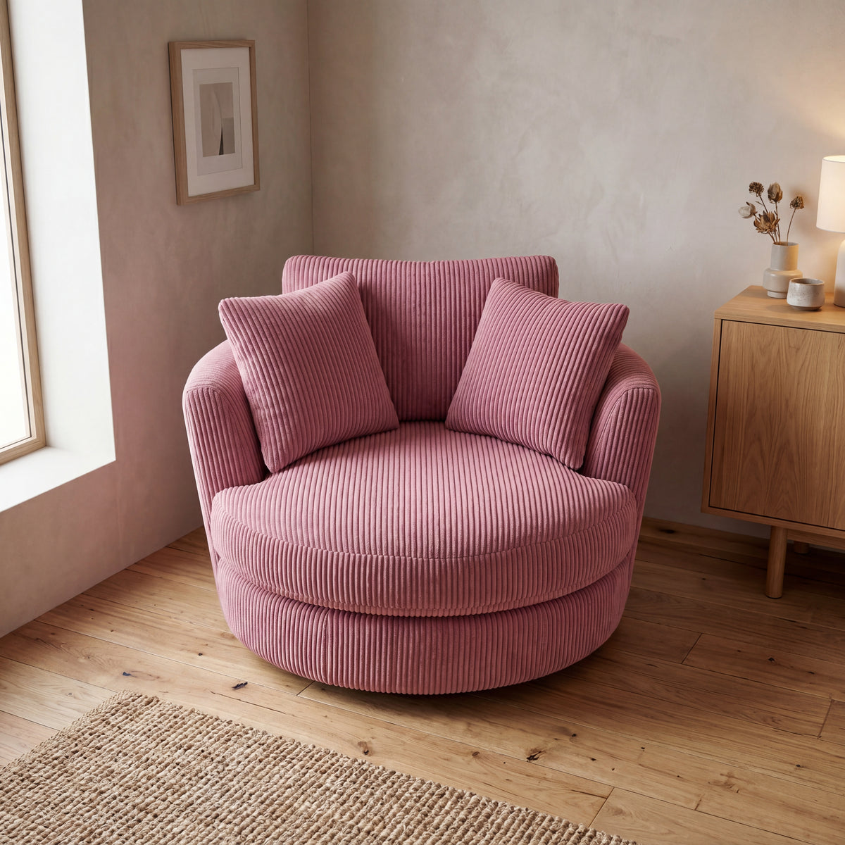 Cuddle Swivel Chair - Rose Pink — Lifestyle