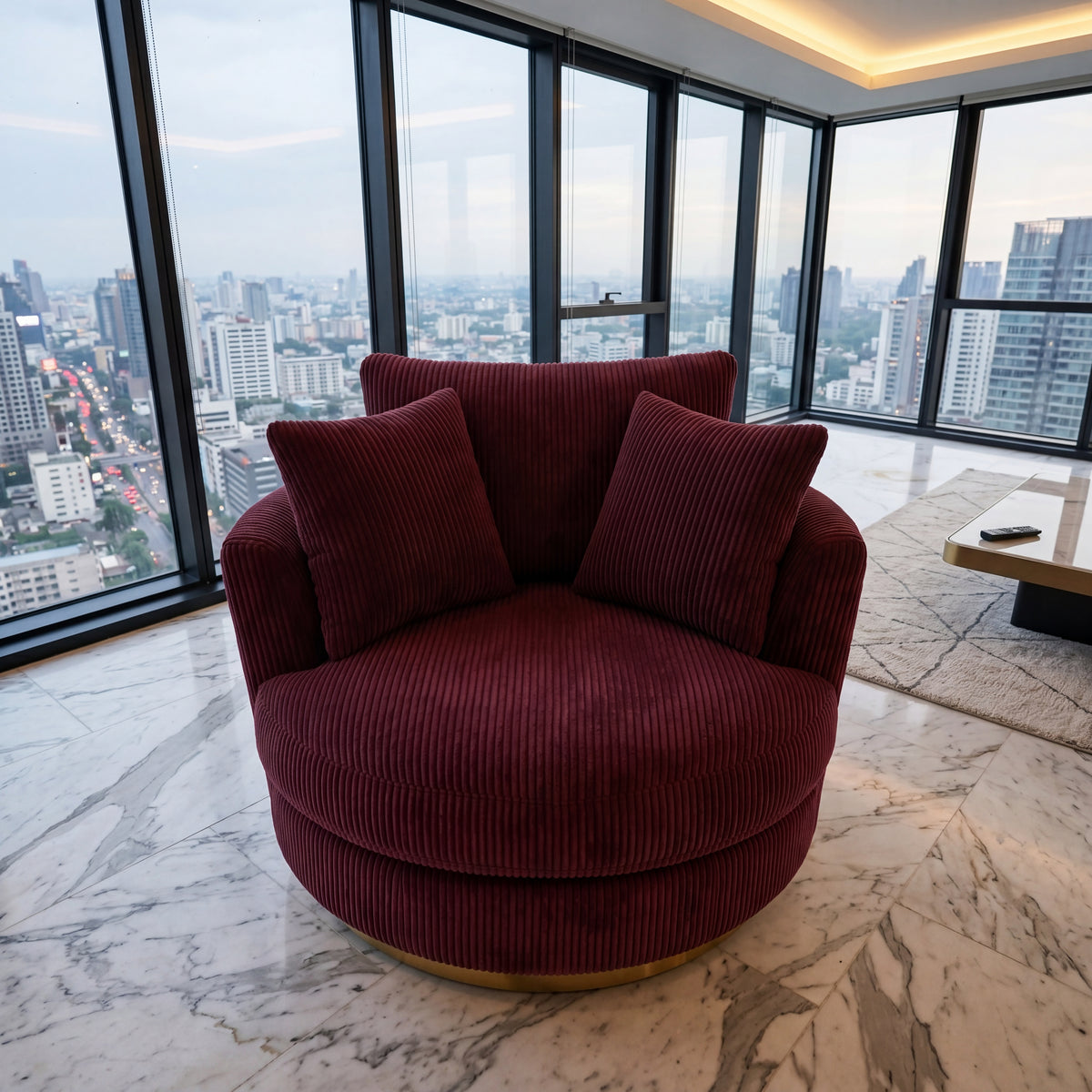 Cuddle Swivel Chair - Burgundy — Lifestyle