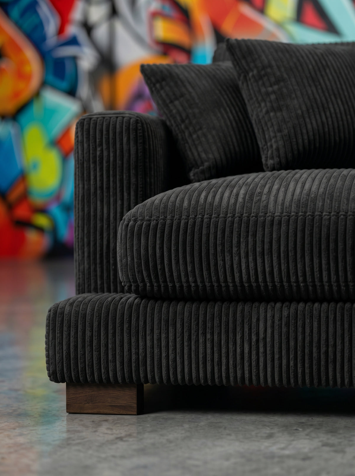Bagira Black Corduroy Cloud Chaise Lounge