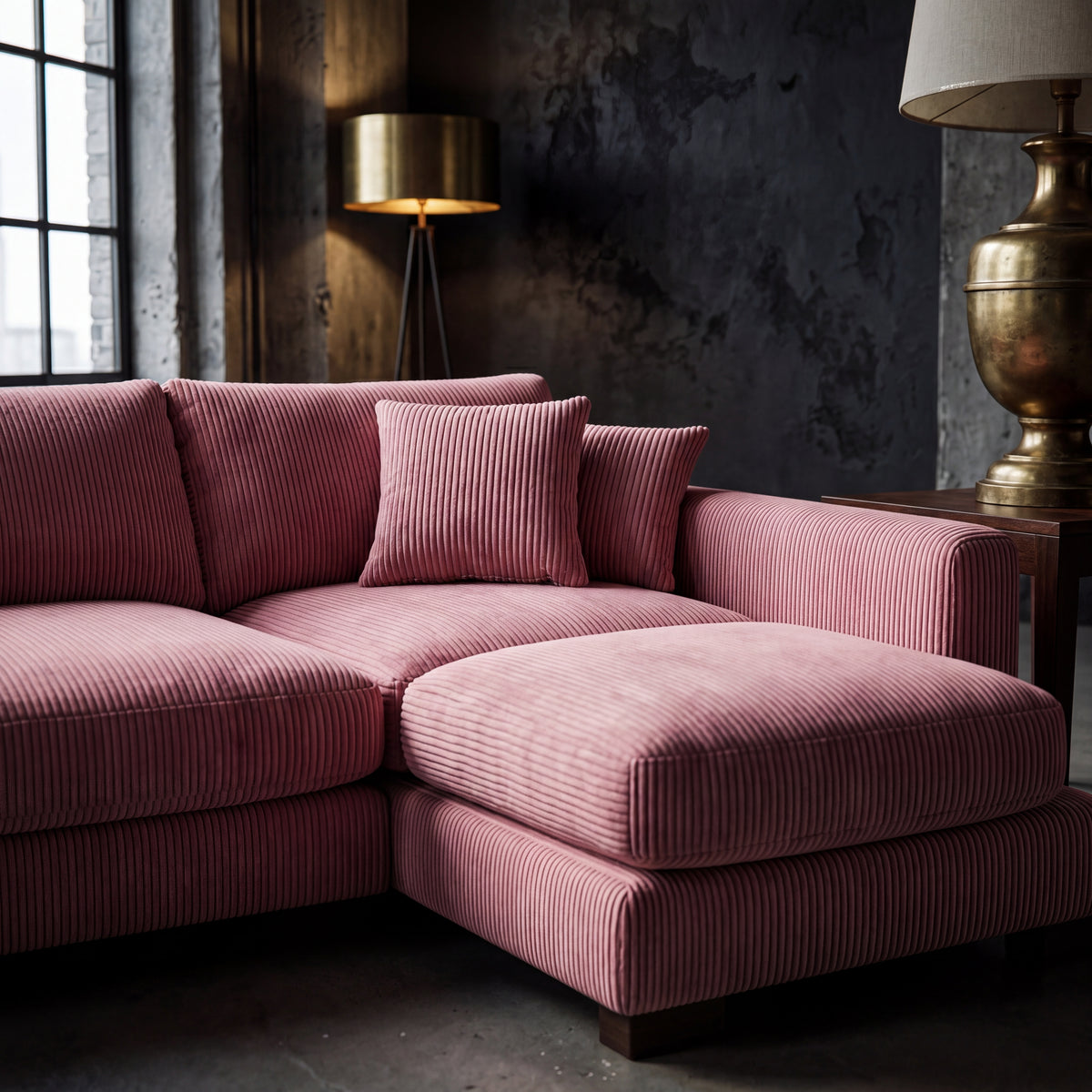Cloud Chaise Lounge Rose Pink Corduroy - Lifestyle Setting