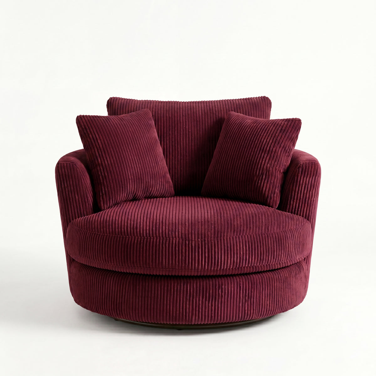 Cuddle Swivel Chair - Burgundy - Front View | Vibe Sofas Australia