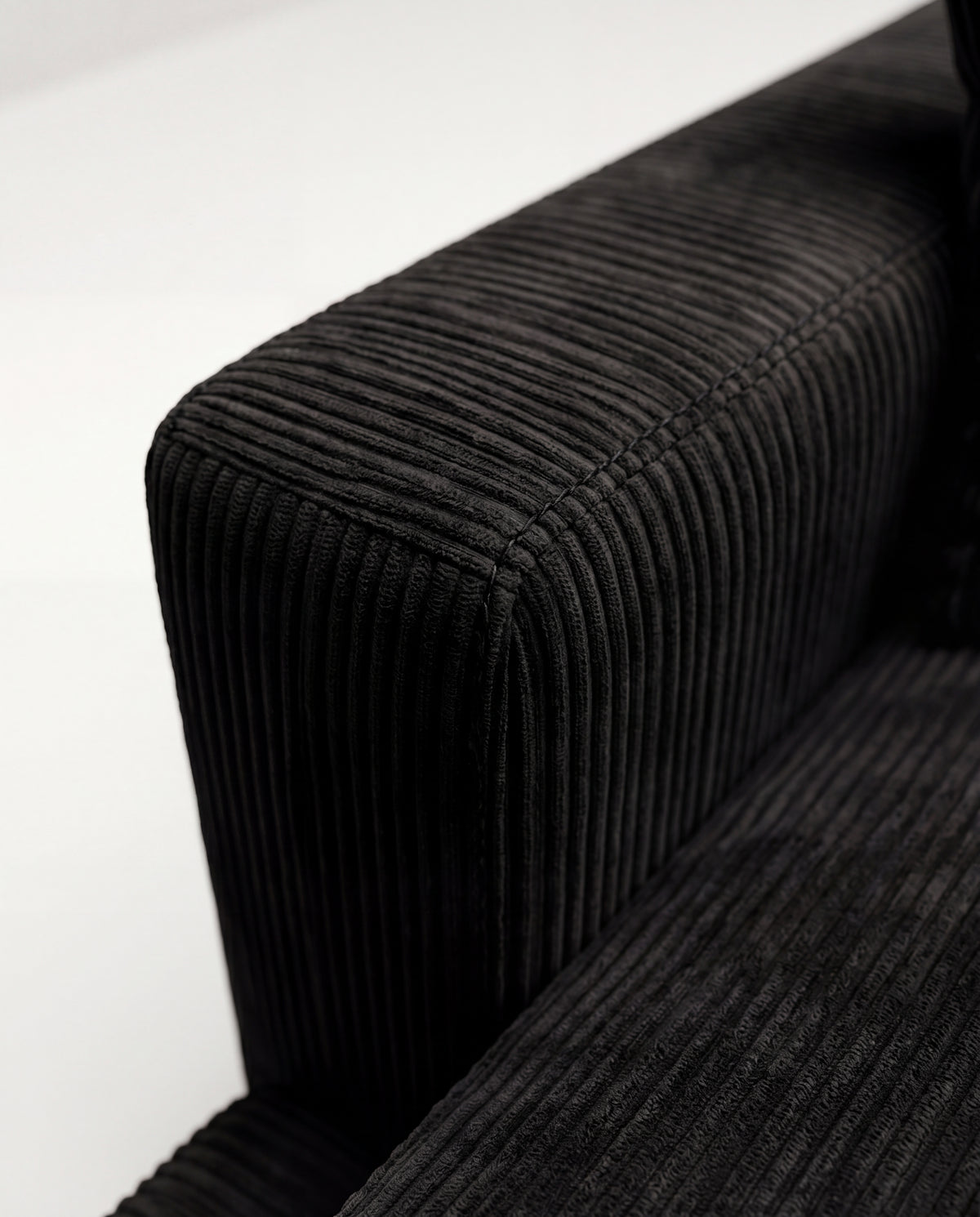 City Chaise Lounge - Bagira Black Corduroy - Fabric Detail | Vibe Sofas