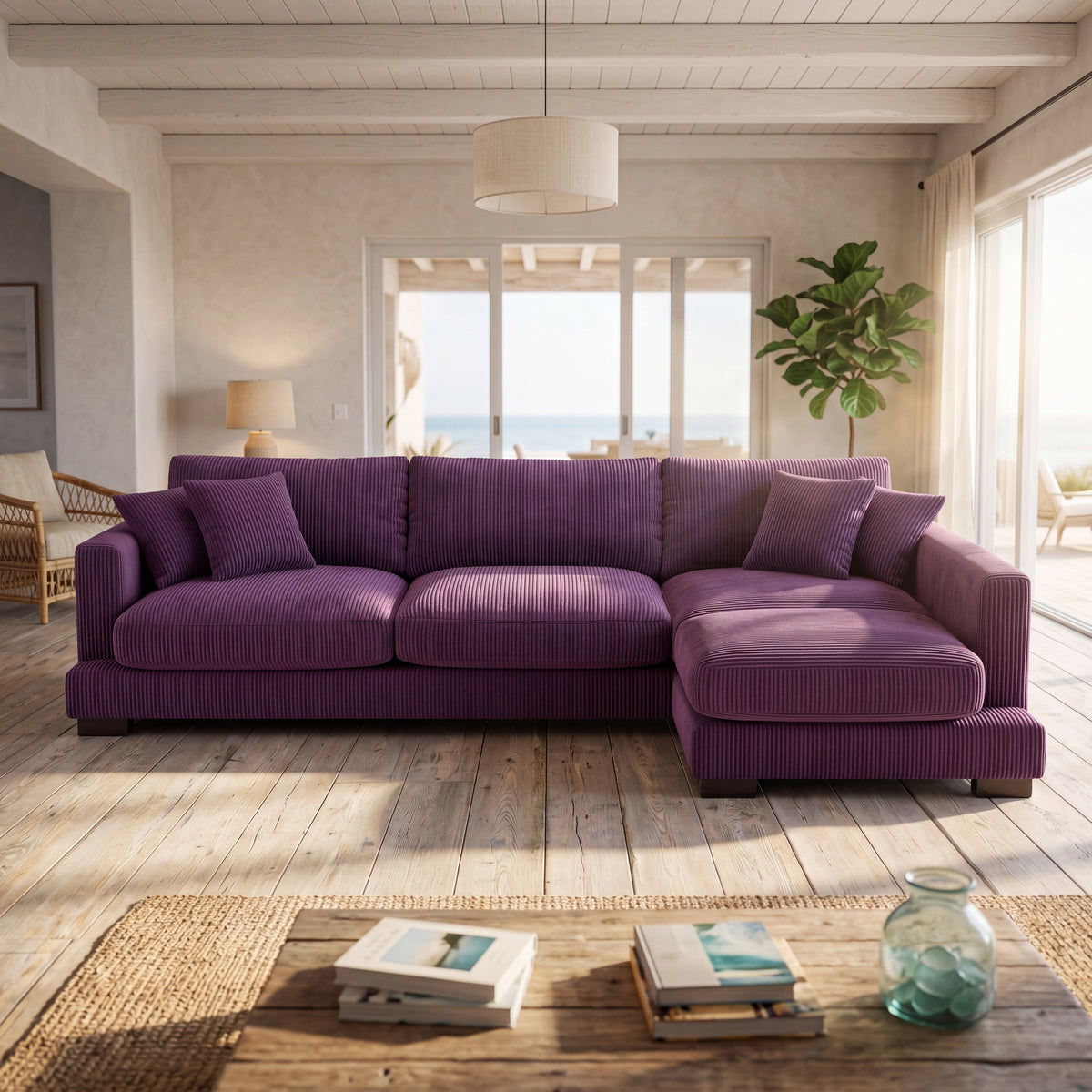 Cloud Chaise Lounge Purple Corduroy - Detail View
