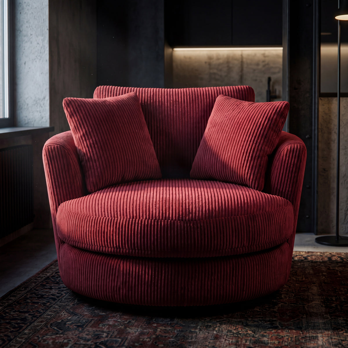 Cuddle Swivel Chair - Samurai Red - Detail Close-Up | Vibe Sofas