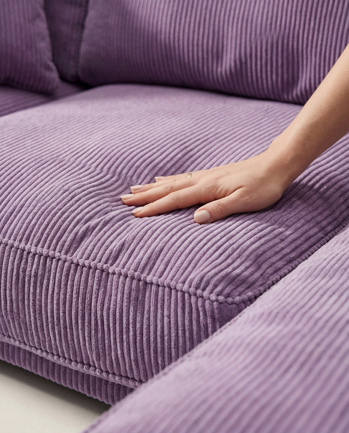 City Chaise Lounge Lilac Corduroy - Alternative Angle | Vibe Sofas