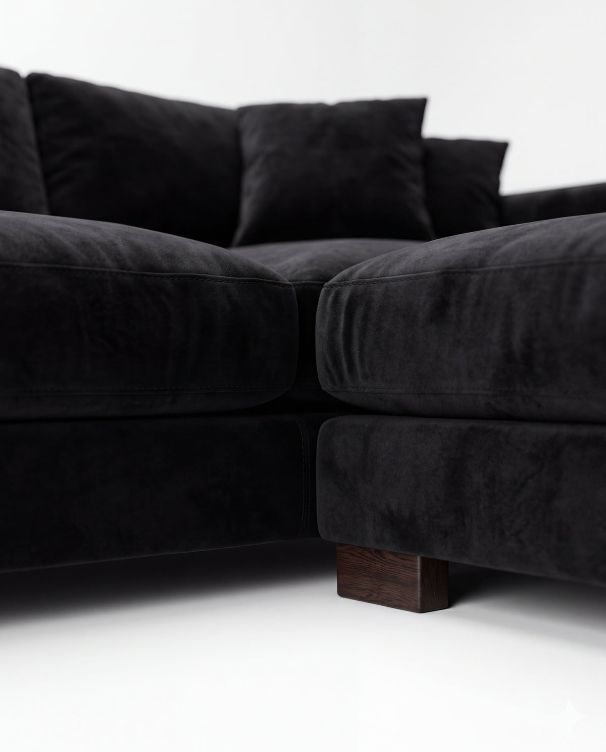 Cloud Chaise Lounge Black Velvet - Lifestyle Setting