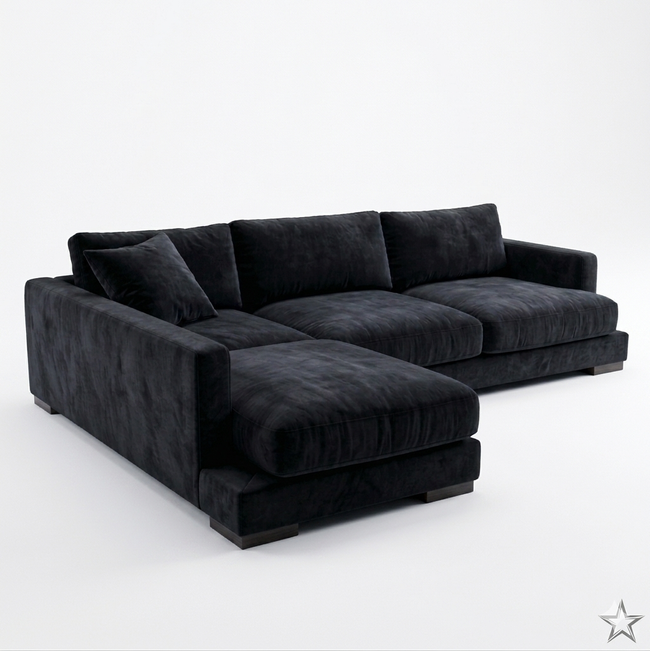 Cloud Chaise Lounge Black Velvet - Front View Hover Image